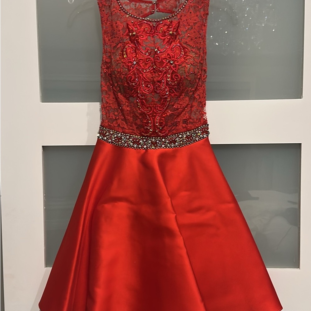 Jovani Red Dress with Beaded Details